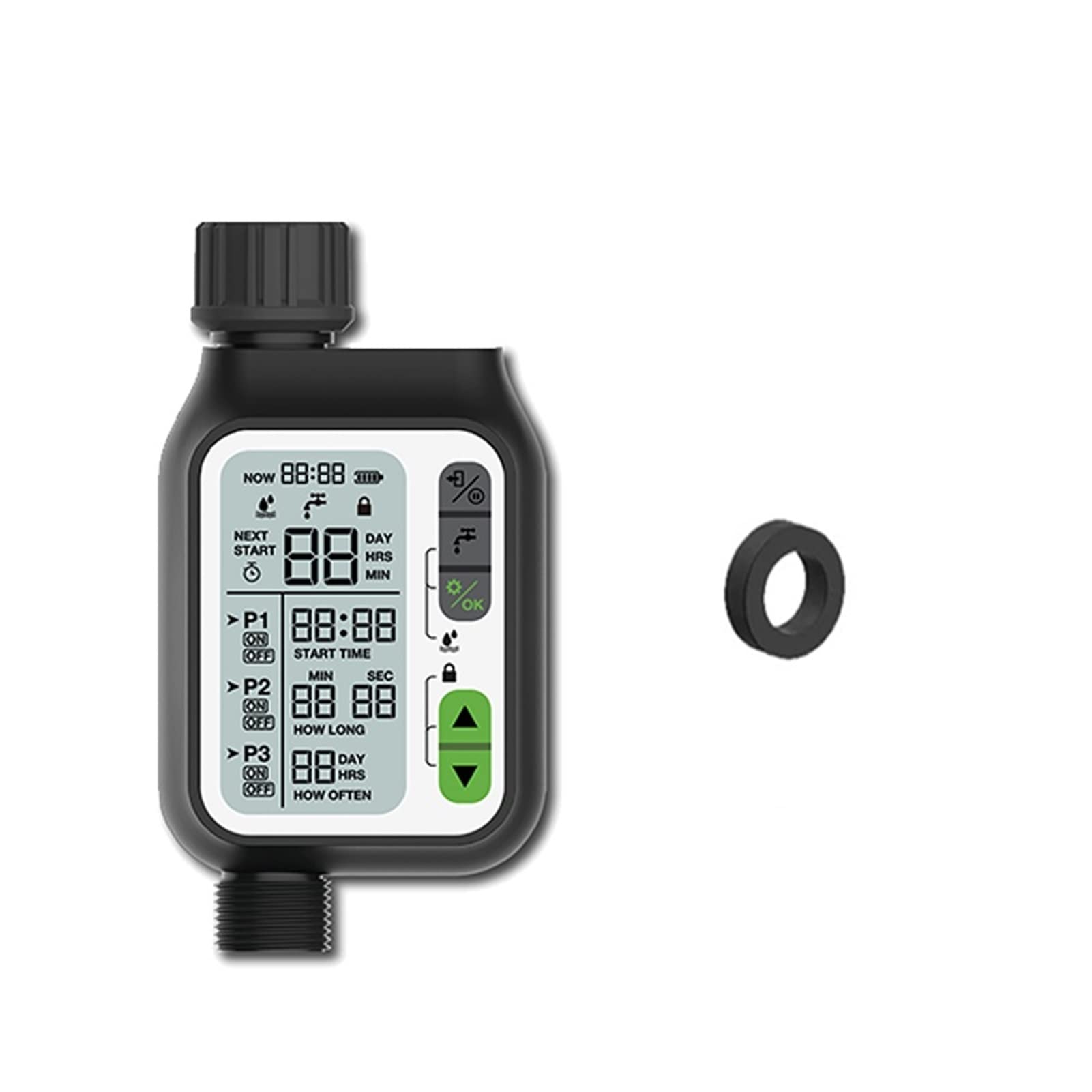 Valvola dell'acqua intelligente Spegnimento timer dell'acqua per irrigazione digitale Accessori per gocciolamento da giardino Set di programmi per timer per irrigazione Sensore pioggia intelligente