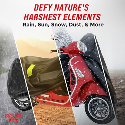 Image of Badass Moto Waterproof Mini Moto - Scooter Cover | Fits Vespa, Piaggio, Kymco, Genuine, Tao Tao, Honda Ruckus, PCX, ADV160, Metropolitan, Super Cub & Yamaha Zuma; 50cc-150cc