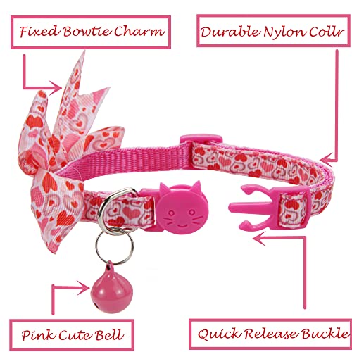 Collar de corbata de gato para San Valentín con pajarita de corazones 3