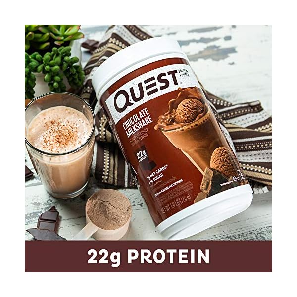 Nutrition-Chocolate-Milkshake-Protein-Powder-High-Protein-Low-Carb-Gluten-Free-Soy-Free-16-lbs-Pack-of-1 Quest Nutrition Chocolate Milkshake Protein Powder, 22g Protein, 2g Net Carbs, 1g Sugar, Low Carb, Gluten Free, 1.6 Pound, 24 Servings