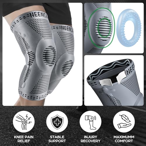 Image of NEENCA Knee Brace with Side Stabilizers & Patella Gel Pads, Adjustable Compression Knee Support Braces for Knee Pain, Meniscus Tear,Arthritis, Joint Pain Relief,Injury Recovery