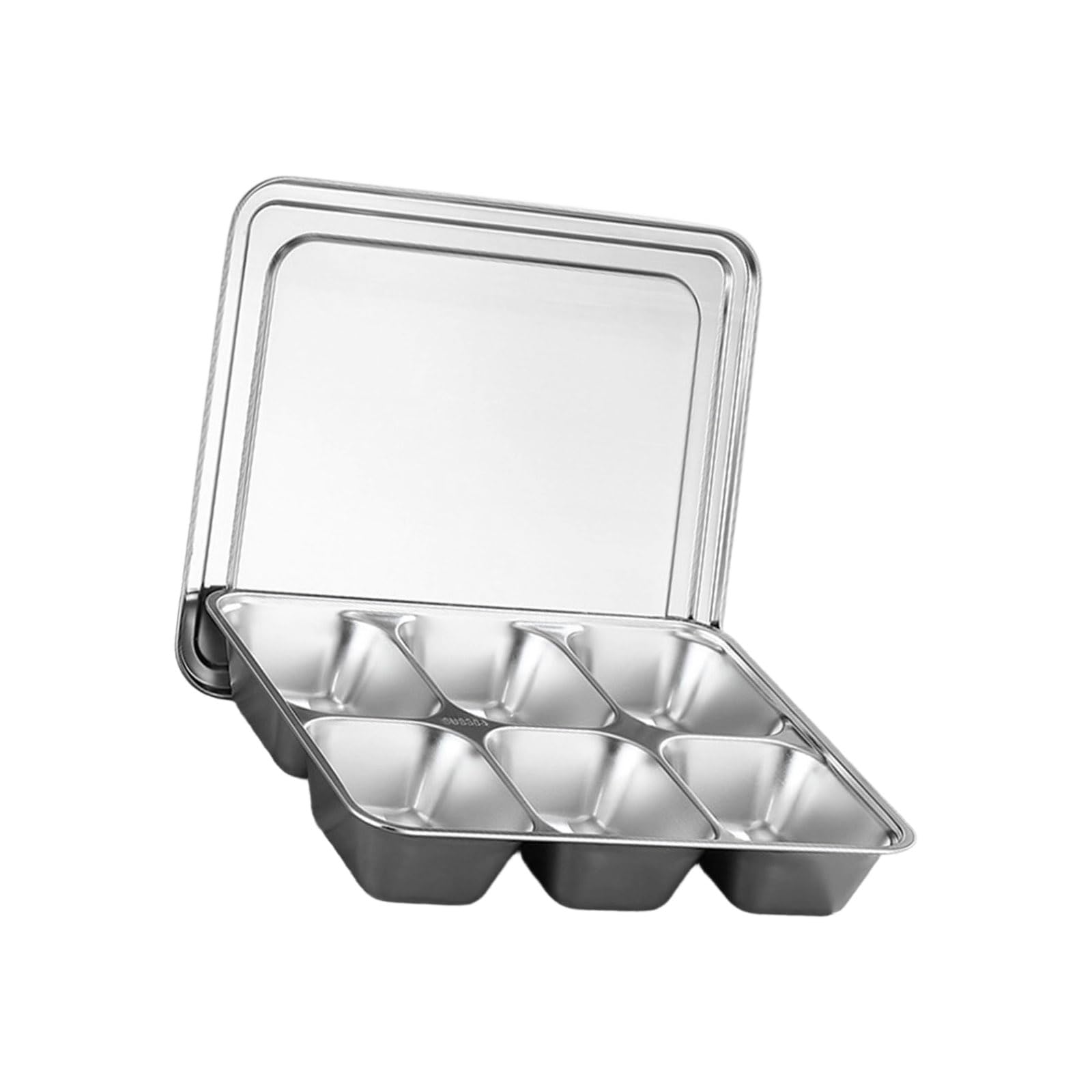 ADYJEE Stainless Steel Divided Lunch Tray with Lid, Covered Meal Prep Container for Packed Servings, Food Storage, and Travel Sectioned Stainless Steel Lunch Tray Covered Meal Prep Container Food