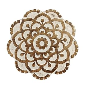 Set of 2 Wooden Trivet for Hot Pots and Dishes, Heat Resistant, Non-Slip, Teapot Trivet, 8 Inch Diameter (Natural White) (Design 2) Set of 2 Wooden Trivet for Hot Pots and Dishes Heat Resistant Non Slip Teapot Trivet 8 Inch Diameter Natural White Design 2