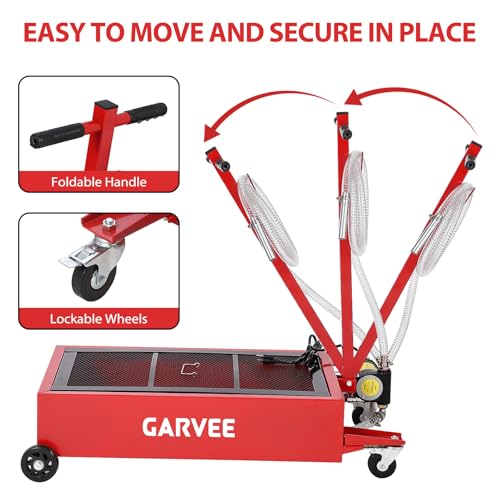 Image of Garvee 20 gal Low Profile Electric Oil Drain Cart, 110V Pump, 8 ft Hose & Folding Handle, Rolling Oil Drain Pan for Cars, Trucks, Buses, RVs