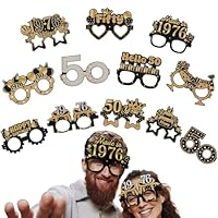 Camptrip 24Stk Geburtstag Party Brille Dekoration,Papierbrillen-Dekorationen zum 50. geburtstag für Männer Frauen,Lustige Papier Geburtstags Brille Deko,Geburtstags Photo Booth Requisiten