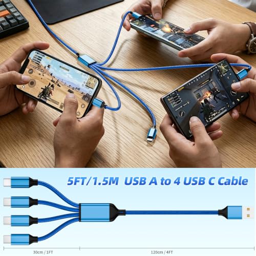 Image of 4 in 1 USB A to USB C Cable, Phone Charger Type C Multi Charging Cable