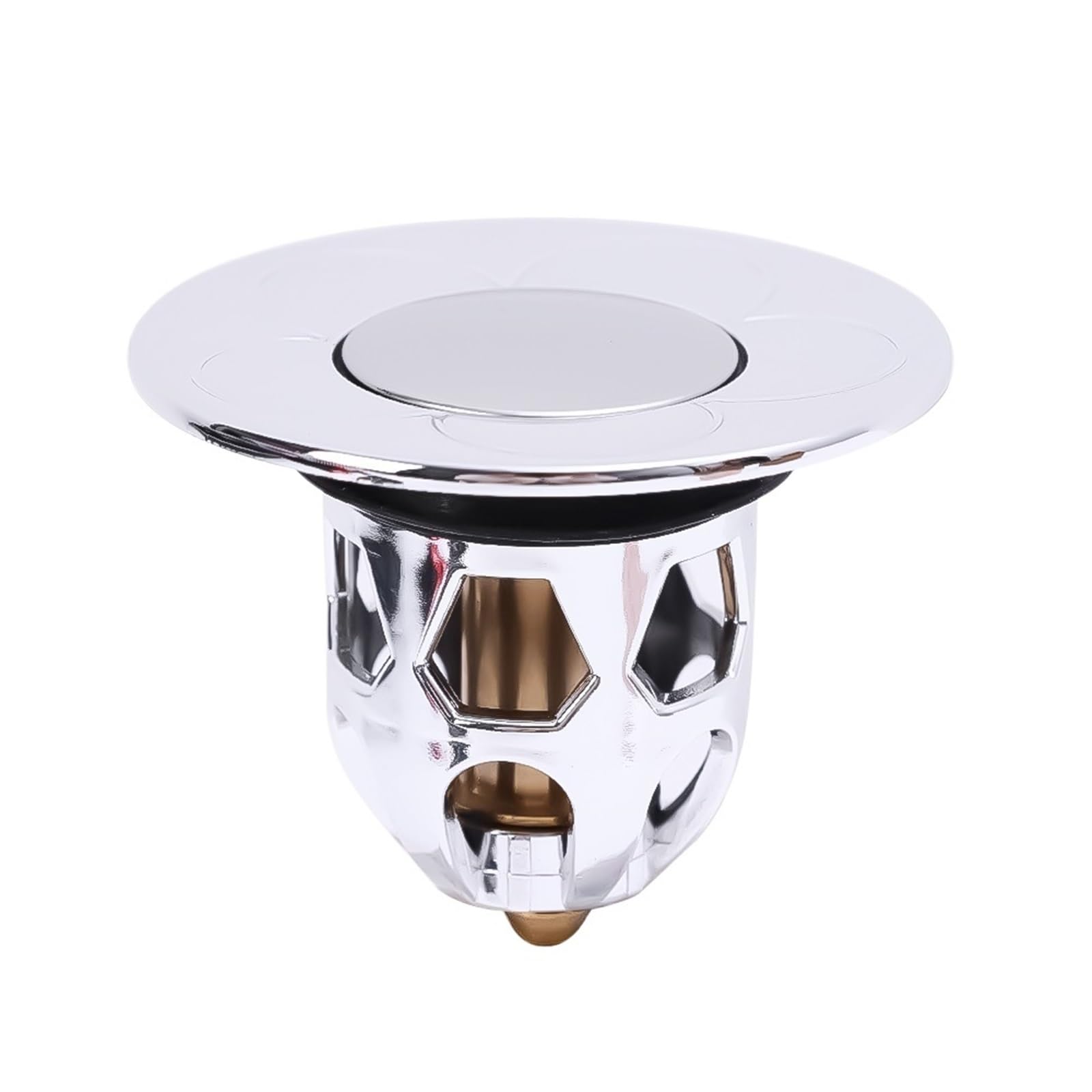 Basin Sink Pop Up Drain Drain Stopper Pop-Up Bounce Core Basin Filter Bathroom Shower Sink Hair Catcher Strainer Hardware Accessories(Silver-A)