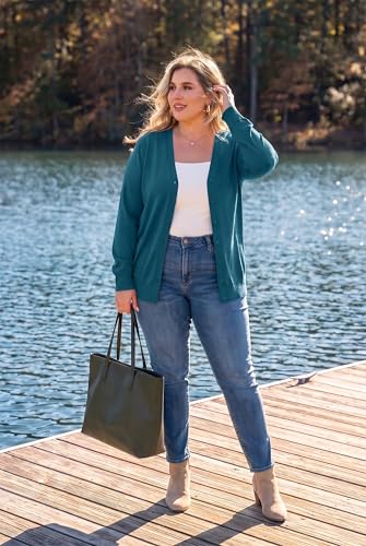 Image of TIANZHU Plus Size Cardigan for Women Button Open Front Long Sleeve V Neck Comfy Lightweight Sweaters XL-4XL