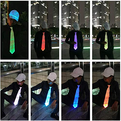 1Clienic Light Up Tie Led Necktie 7 Colors Glow In Dark, Usb Rechargeable Luminous Novelty Necktie Unisex Led Tie For Fathers Day Party Costume Men Women Boys #TOP1