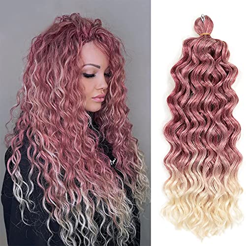 6 Packs Ocean Wave Crochet Hair 18 inch Goddess Locs Crochet Hair Hawaii Curl Hair Synthetic Braiding Hair Extensions For Women (18inch (pack of 6), T530/613#)