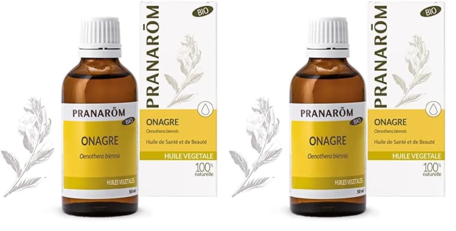 PRANAROM - Onagra - Aceite Vegetal 100% Bio - Oenothera Biennis - Obtenido por Primera Presión en Frío de Semillas de Onagra - Conviene a Todas las pieles - para las Uñas, el Cabello y la Piel - 50ml