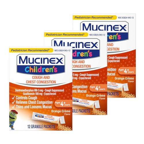 Mucinex Childrens Chest Congestion Expectorant and Cough Suppressant Mini-Melts Orange (Packaging May Vary) (Pack of 3)