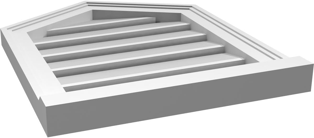 GVSPE18X2203SF-07 Peaked Top Brickmould Sill Frame, Primed Tan Signature Series Surface Mount Gable Vents, 18-in. W x 22-in. H, Unfinished
