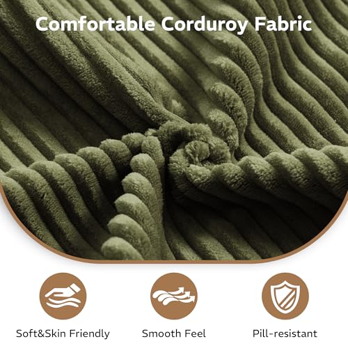 Image of 142 inch 7-in-1 Convertible Modular Sectional Sofa Bed, Green | Corduroy Fabric, Reinforced Frame, Deep Seat, Storage Bag, Tool-free Assembly for Living Room