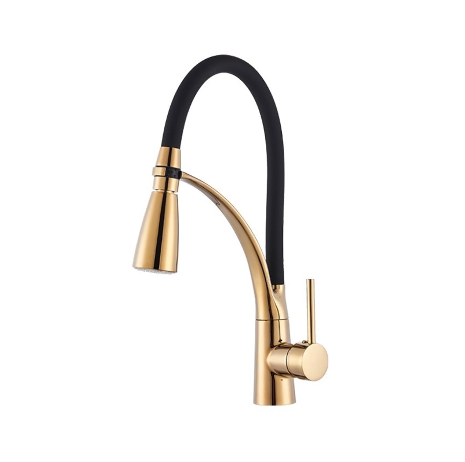 Robinet d'évier de cuisine LED doré luxe avec douchette extractible