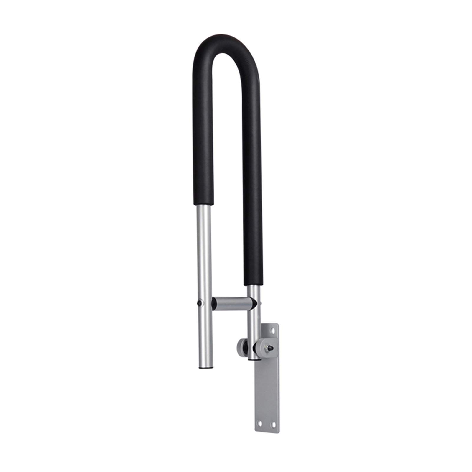 Maniglia di Supporto per Bagno, Ribaltabile e avvitabile, corrimano di Sicurezza per WC, Impugnatura ergonomica, Accessorio per l'assistenza domiciliare, Barra Antiscivolo (Nera)