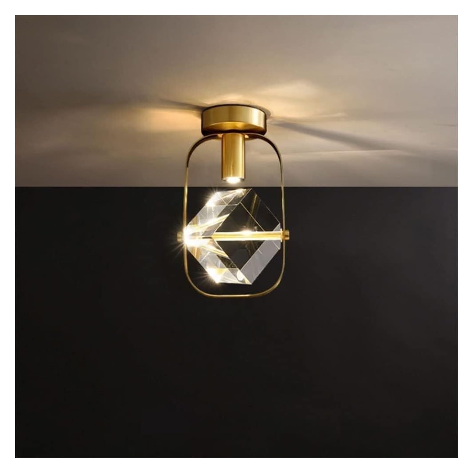 ASerZenith V-Intage Ceiling Light Modern Flush Mount Ceiling Lamps With Crystal Copper Shade Ceiling Light,Chandeliers