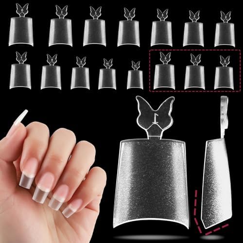 WELLQUINN Short Coffin Nail Tips Blunt Edges Fake Nails