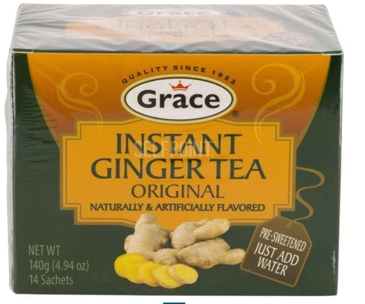 Grace Instant Ginger Tea Original 4.94 oz - Instant Ginger - Jamaican Tea Bags - 14 Count