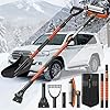 Cepillo de nieve 4 en 1 y raspadores de hielo para parabrisas de automóvil de 55 pulgadas, pala de nieve extensible, kit de escoba de nieve con escoba, agarre de espuma, cabezal de cepillo giratorio