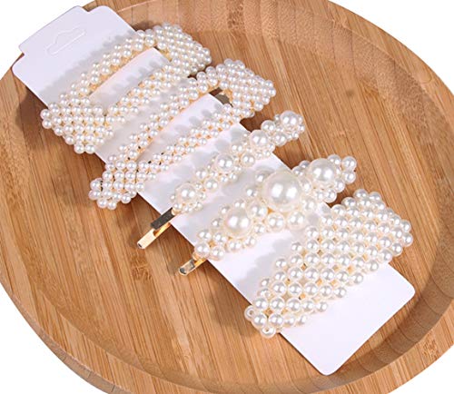 SdeFe Artificial Pearls Hair Clips Elegant Bling Hair Pins for Birthday Valentines Day Wedding Gifts Headwear Barrette Styling Accessories (gold)