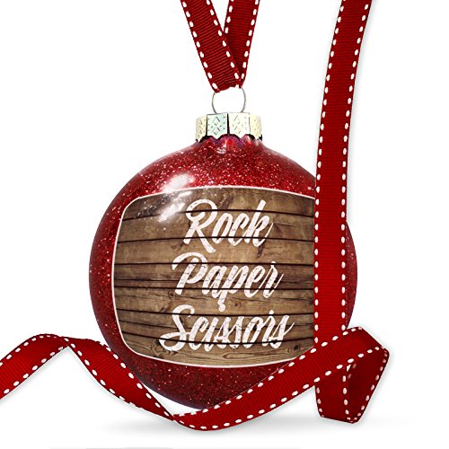 NEONBLOND Christmas Decoration Painted Wood Rock Paper Scissors Ornament