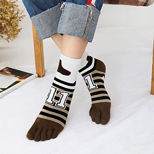 Image of CaiDieNu Women's Animal Toe Socks - Cotton Five Finger Colorful Funny Casual Crew Socks for Ladies