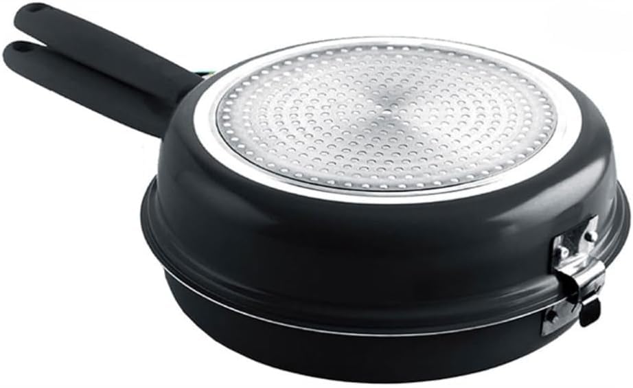 Middle Eastern Persian Arab Turkish Classic Design Double Fry Pan Bottom Induction Non Stick Coating Soft Touch Handle Black