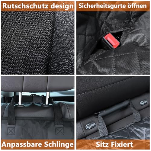 Alfheim Hundedecke Auto Rückbank, Autoschondecke Hund Rücksitz universelle Passform für die meisten Autos, Wasserdichter kratzfester Rücksitzbezug, rutschfeste, strapazierfähige, waschbare Hundereise