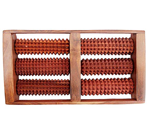 Image of Wooden Foot /Feet Massager 6 Roller Stress Acupressure Touch Wooden Foot | Perfect for Gifting and Health