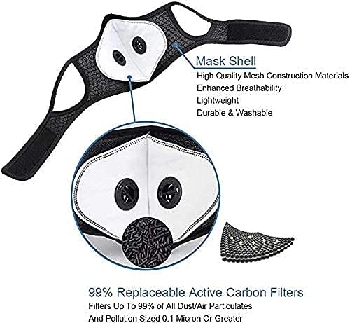 2 Pack Sport Face Protection Reusable and Washable Dust Face Bandanas with 6Pcs Activated Carbon Filter for Outdoor Sport