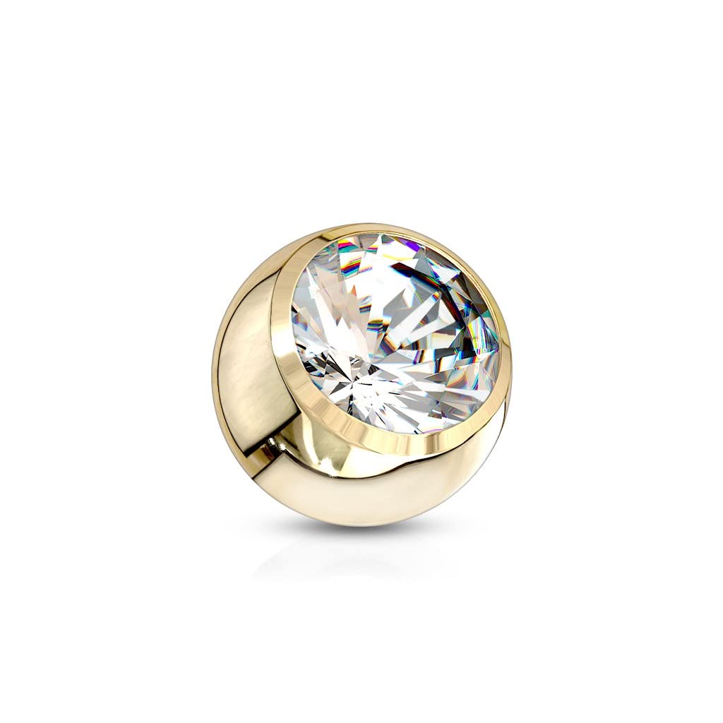 Paula & Fritz® Piercing Ersatz-Kugel 14 Karat Echtgold Innengewinde 1,2-mm 1,6-mm Stärke Kombinierbar Mehrfarbig Zirkonia Barbell Labret Surface