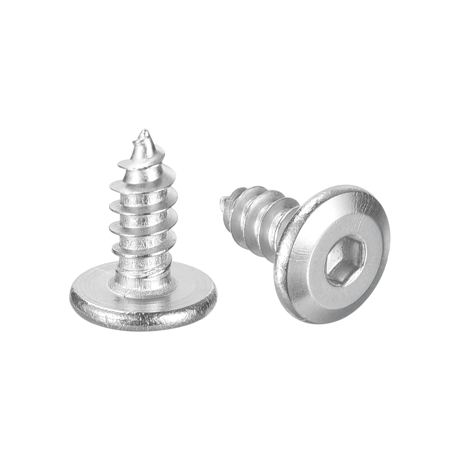 sourcing map M5 x 12mm (50 Pack) Flat Round Socket Head Screws, Stainless Steel Self Tapping Full Thread Hex Socket Cap Screws for Wood Furniture
