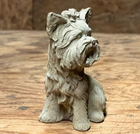 Yorkie Dog Cement Sculpture Yorkshire Terrier Concrete Figurine Gift for Dog Lovers Garden Decoration