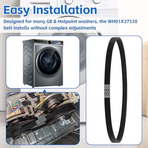 Image of WH01X27538 Washer Drive Belt for GE /Hotpoint Washing Machines Parts AP6328256, PS12299369, 4587903, 290D1101P005, Washer Motor Belt Replacement Accessories