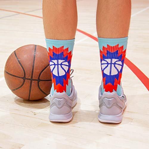 Image of ChalkTalkSPORTS Basketball Socks - Cushioned Mid-Calf Crew - Youth & Adult | Moisture-Wicking Performance Blend, Athletic Basketball Gear, Stay-Up Technology, Arch Support, Breathable, Boys and Men
