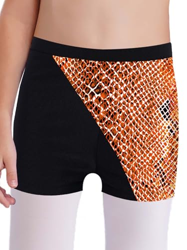 YEAHDOR Kids Girls Stretch Snakeskin Print Dance Shorts High Waist Gymnastics Ballet Yoga Shorts Dancewear3