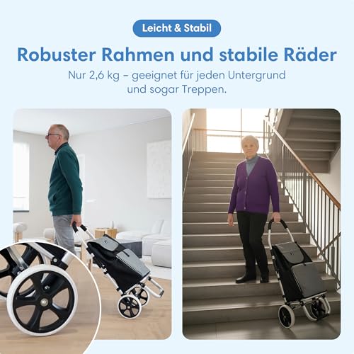 Safe Age® Einkaufstrolley mit Kühlfach und Sackkarren-Funktion - Einkaufswagen - Trolli - Klappbar