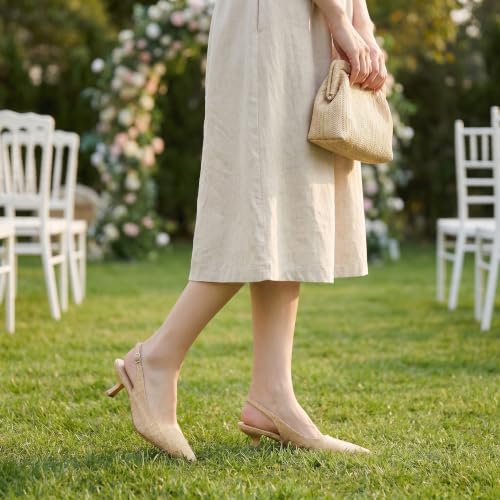Image of RIBONGZ Sexy Slingback Pumps Elegant Dressy Heels for Women Closed Toe Pointy High Heels Wedding Bride Prom Party Evening Shoes