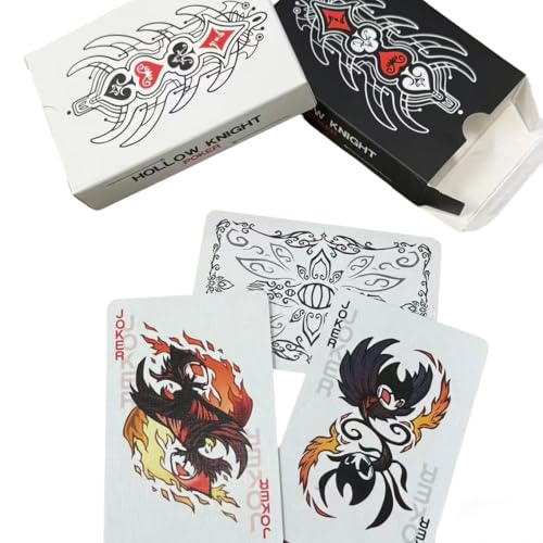 Baraja de Cartas Hollow Knight Inspirada, 54 Cartas Blanco y Negro