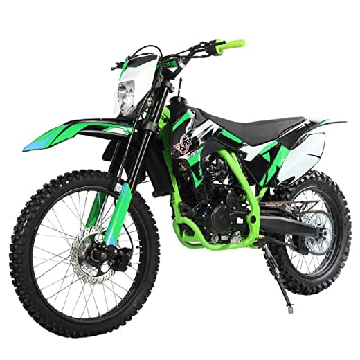 X-PRO Titan 250cc Dirt Bike with LED light Zongshen Engine Pit Bike Gas Dirt Bikes Adult Dirt Pitbike 250cc Gas Dirt Pit Bike, Big 21"/18" Wheels! (Black/Green)