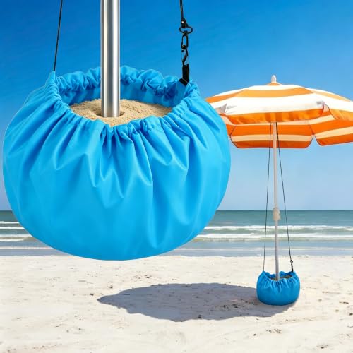 Wazitin Beach Umbrella Base Weight Drawstring Sun Umbrellas Fillable Weights Sand Bags Oxford Cloth Beach Umbrella Anchor Weight Bags Parasol Sand Storage Bag for Outdoor Garden Beach