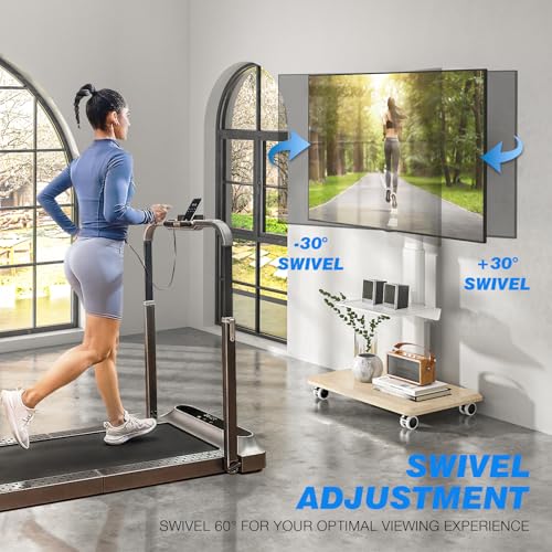 Rfiver Sleek Rolling TV Stand with Power Outlet for Home Decor, Height Adjustable Portable TV Stand on Wheels for 32-75 Inch TVs, Strong Tall Mobile TV Cart with Mount Up to 88 lbs, White