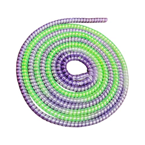 Image of Spiral Cable Protector, 150cm Plastic Cord Organizer for Charging Cables, Headphone and Charger Wire Protection Cover, Universal Device Compatible (Lime Green-Purple-Silver)