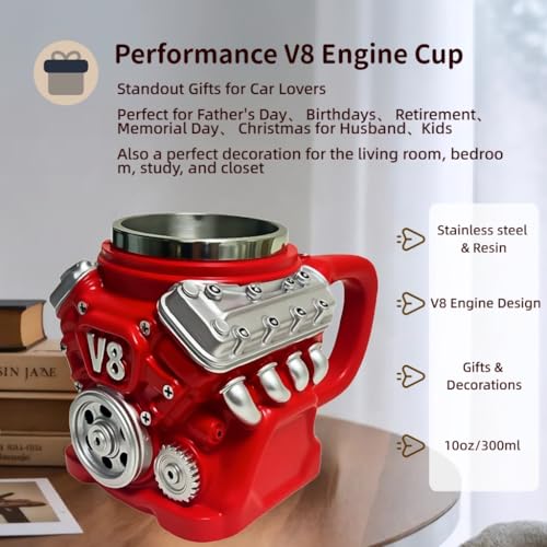 Image of V8 Engine Coffee Mug,Car Coffee Mug Personalized with Handle