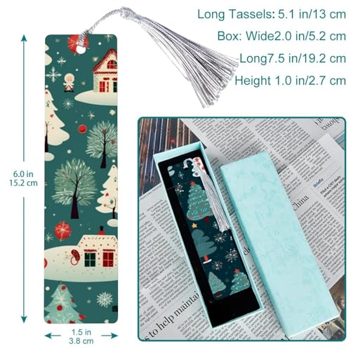 Marque-pages sapins de Noël avec pompons : lot de 6 pour vos lectures