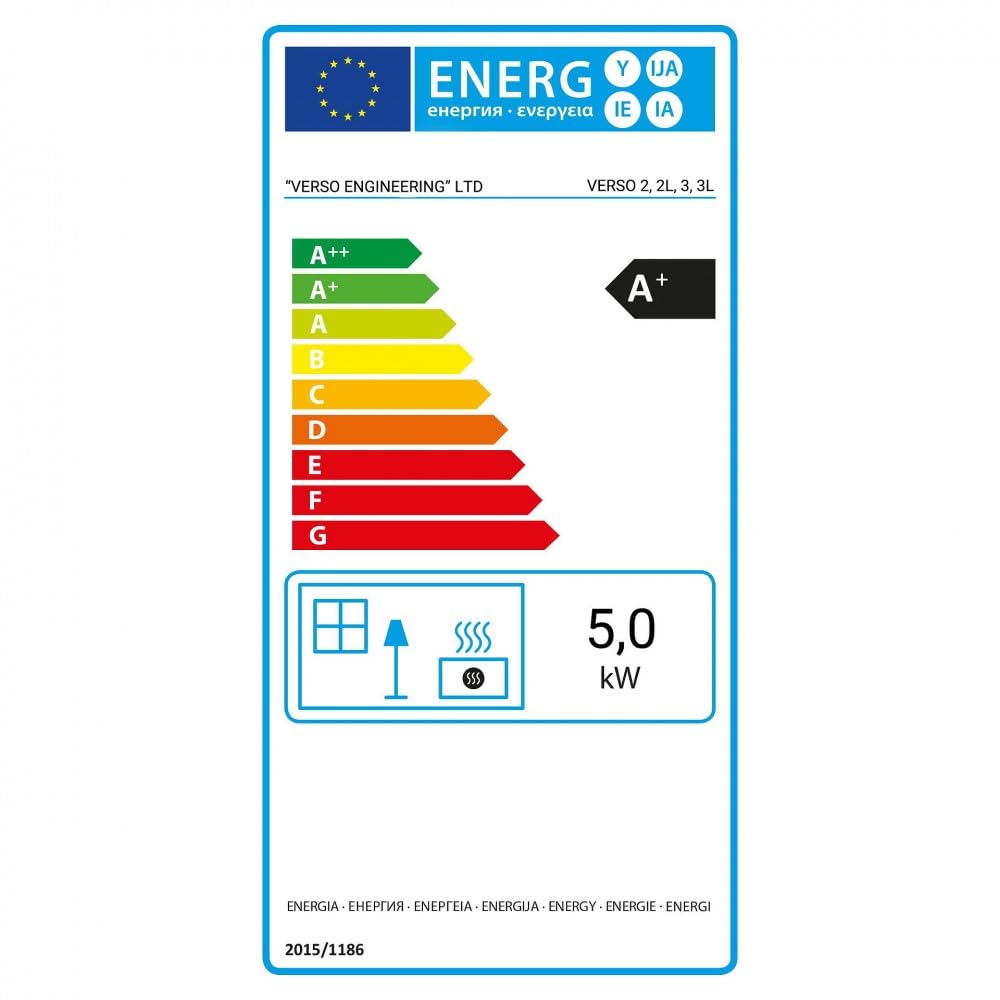 Holzofen VERSO 3 – 5 kW Kaminofen freistehend mit Sichtfenster, EEK A+, BImSchV Stufe 2, EcoDesign 2022, Moderner Holz Kamin Ofen