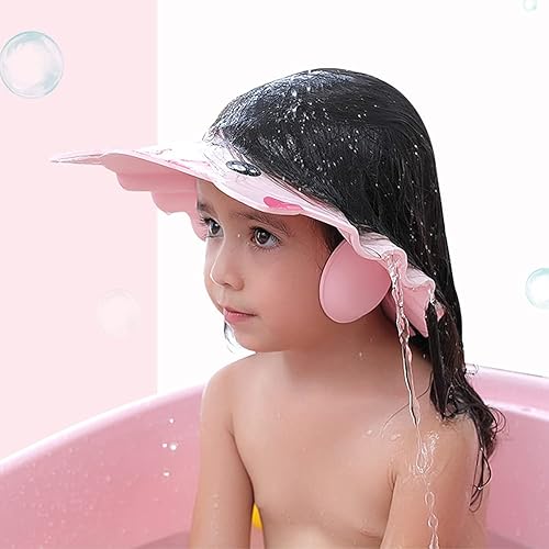 Miniatura 2 de Gorro de ducha para bebé, gorro de baño ajustable, gorra de baño impermeable con protección para los oídos, visera de ducha segura, sombrero de