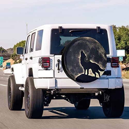 Image of Howling Wolf Spare Tire Cover with Backup Camera Hole Wheel Tire Cover Fit Trailer, RV, SUV and Many Vehicle 14inch