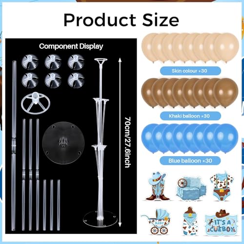 Image of 6 Sets Cowboy Baby Shower Balloon Stand Kit for Table My First Rodeo Balloon Stand Kit Western Themed Centerpiece Decorations for Cowboy Birthday Baby Shower Topper Party Supplies